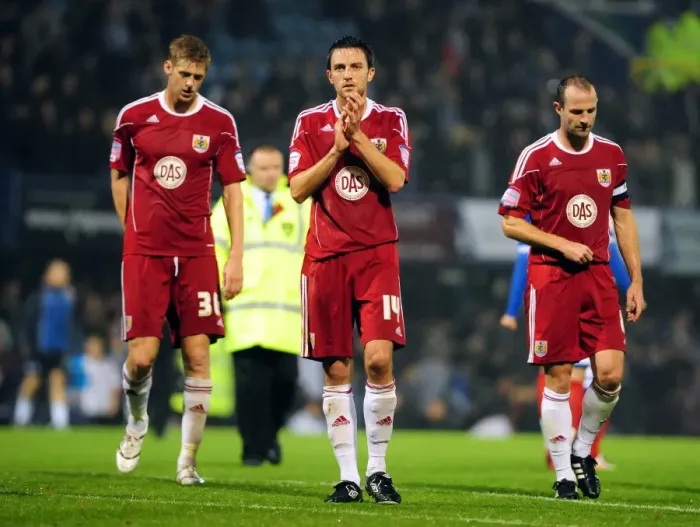 Framed Print : Cole Skuse's Emotional Tribute to Bristol City Fans at Fratton Park, 2010 Framed Print : Cole Skuse's Emotional Tribute to Bristol City Fans at Fratton Park, 2010