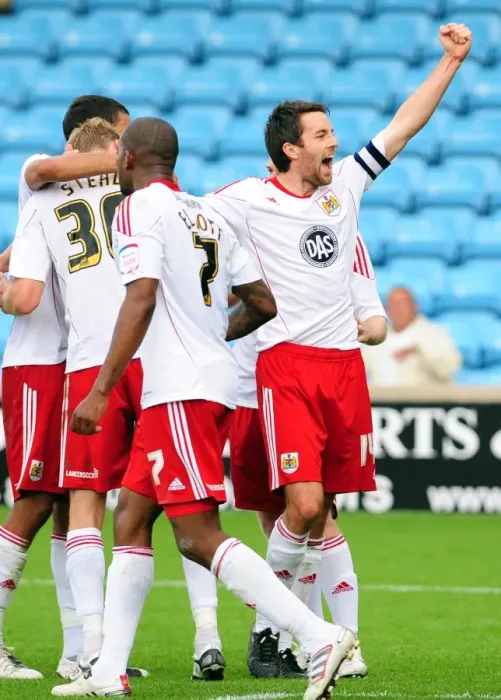 Framed Print : Cole Skuse's Goal Celebration: Bristol City's Victory Over Scunthorpe United in Championship (11-09-2010) Framed Print : Cole Skuse's Goal Celebration: Bristol City's Victory Over Scunthorpe United in Championship (11-09-2010)