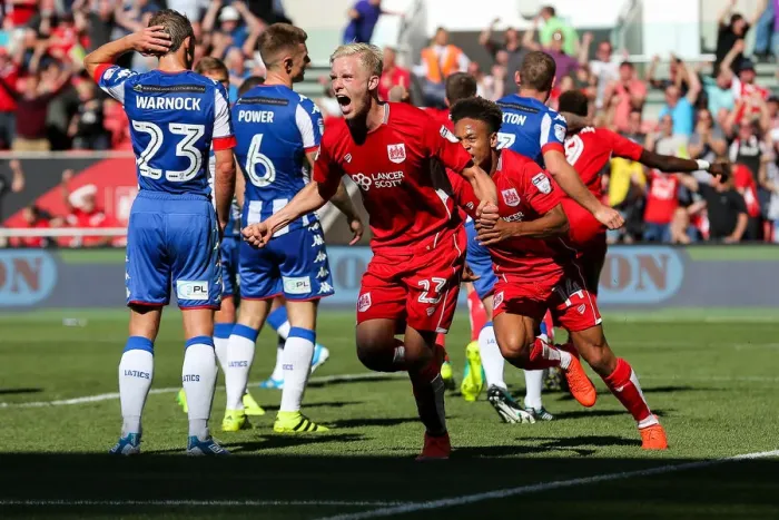 Framed Print : Controversial Moment: Abraham's Disallowed Goal for Bristol City vs Wigan Athletic - Magnusson's Celebration Framed Print : Controversial Moment: Abraham's Disallowed Goal for Bristol City vs Wigan Athletic - Magnusson's Celebration