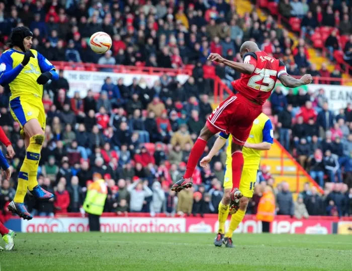Framed Print : Controversial Moment: Llera Stops Elliott's Goal-bound Header with His Arm (Bristol City vs Sheffield Wednesday, 2013) Framed Print : Controversial Moment: Llera Stops Elliott's Goal-bound Header with His Arm (Bristol City vs Sheffield Wednesday, 2013)