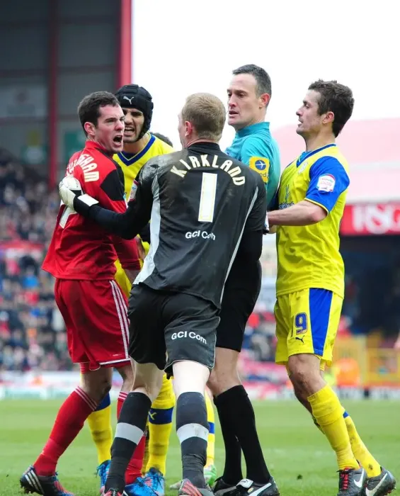 Framed Print : Controversial Penalty and Heated Confrontation: Greg Cunningham's Disputed Dive Sparks Tension Between Bristol City and Sheffield Wednesday Players Framed Print : Controversial Penalty and Heated Confrontation: Greg Cunningham's Disputed Dive Sparks Tension Between Bristol City and Sheffield Wednesday Players