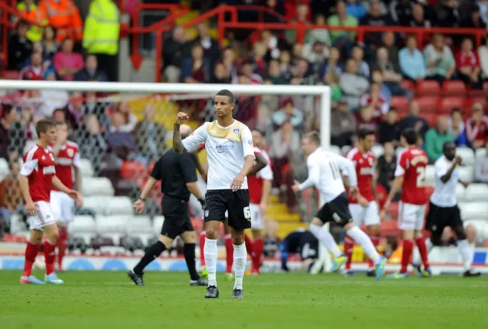 Framed Print : Craig Eastmond and Matt Taylor: A Celebratory Moment in Bristol City vs Colchester United's Sky Bet League One Match (2013, Ashton Gate)