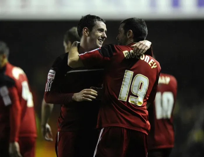Framed Print : Cunningham and Moloney: Celebrating Glory - A Goal to Remember for Bristol City (2013) Framed Print : Cunningham and Moloney: Celebrating Glory - A Goal to Remember for Bristol City (2013)