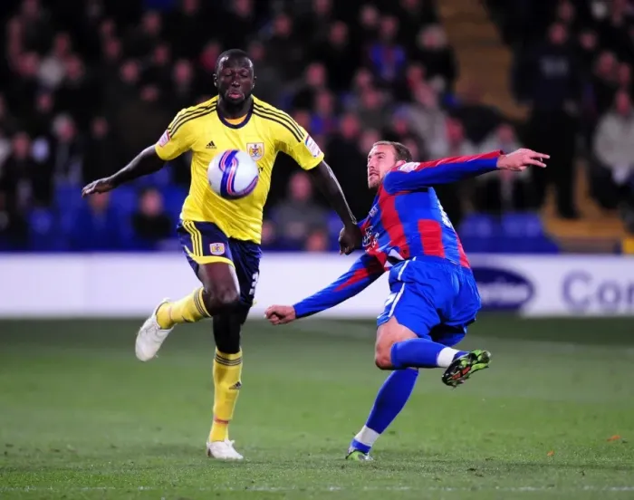 Framed Print : Damion Stewart vs Glenn Murray: Intense Battle in the Championship Match between Crystal Palace and Bristol City - 15 / 10 / 2011