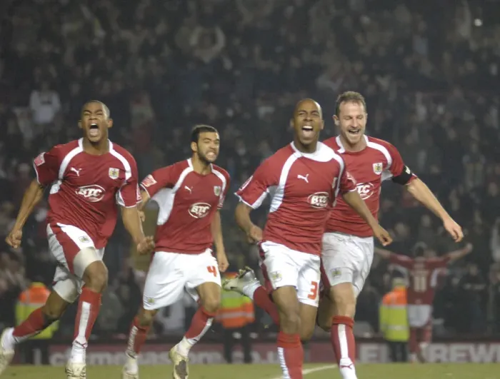 Framed Print : Darren Byfield's Euphoric Goal Celebration: Bristol City vs Barnsley Framed Print : Darren Byfield's Euphoric Goal Celebration: Bristol City vs Barnsley
