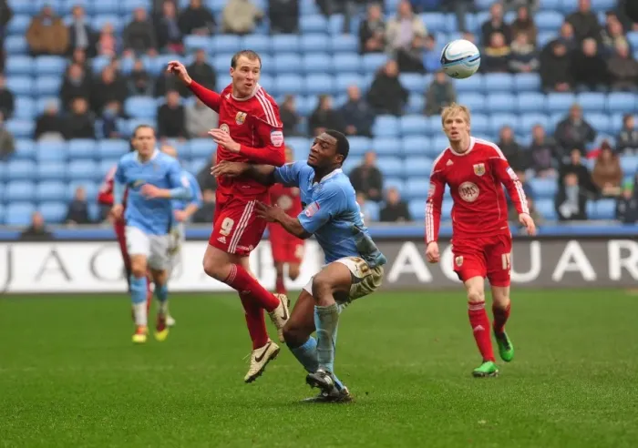 Framed Print : David Clarkson's Flick: Coventry City vs. Bristol City Championship Clash - March 5, 2011 Framed Print : David Clarkson's Flick: Coventry City vs. Bristol City Championship Clash - March 5, 2011