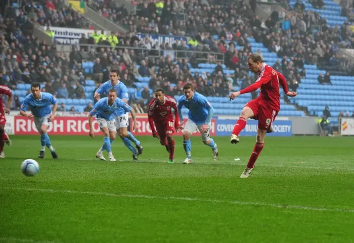 Framed Print : David Clarkson's Penalty: Bristol City's 3-0 Lead Against Coventry City - Championship Match, 05 / 03 / 2011 Framed Print : David Clarkson's Penalty: Bristol City's 3-0 Lead Against Coventry City - Championship Match, 05 / 03 / 2011