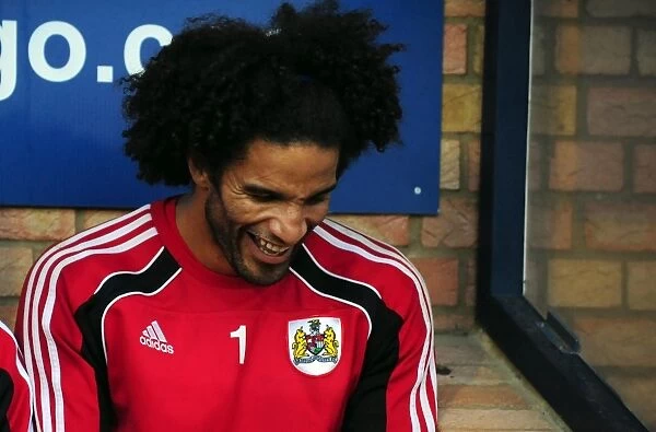 David James in Action: Bristol City's Goalkeeper's Performance at Southend United in the Carling Cup Clash (10-08-2010)