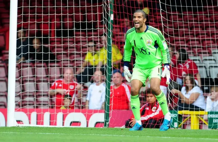 Framed Print : David James in Action: Championship Showdown between Bristol City and West Brom, July 30, 2011 (Bristol City v West Bromwich Albion) Framed Print : David James in Action: Championship Showdown between Bristol City and West Brom, July 30, 2011 (Bristol City v West Bromwich Albion)