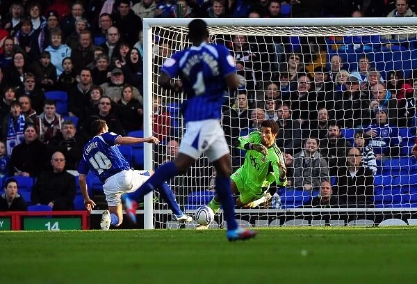 David James Denies Ipswich: A Football Rivalry's Intense Moment - Bristol City's Goalkeeper Stops Michael Chopra's Shot, 2012
