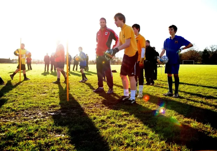 Framed Print : David James Inspires Young Footballers at Ashton Park School with Bristol City FC - Season 10-11 Framed Print : David James Inspires Young Footballers at Ashton Park School with Bristol City FC - Season 10-11