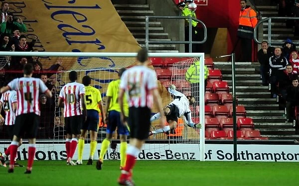 David James Saves Morgan Schneiderlin's Goal-bound Shot - Southampton vs. Bristol City, Championship, 30 / 12 / 2011