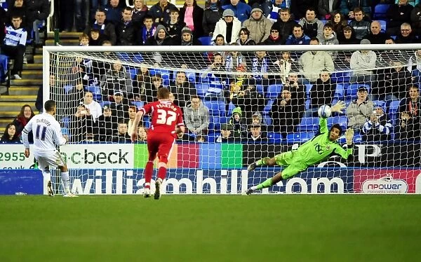 David James Saves Penalty from Jobi McAnuff: Championship Clash between Reading and Bristol City (28 / 01 / 2012)