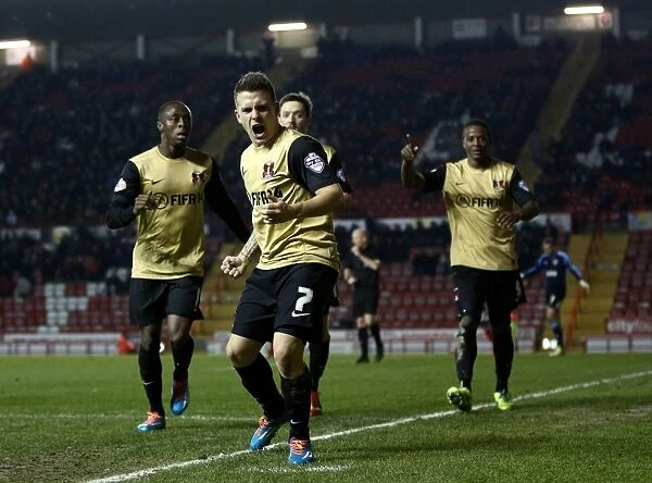 Dean Cox Celebrates Goal: Leyton Orient Leads 1-2 over Bristol City