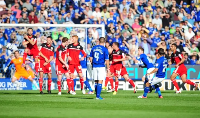 Framed Print : Deflected Free Kick: Leicester City vs. Bristol City, Championship Match at King Power Stadium (October 6, 2012) Framed Print : Deflected Free Kick: Leicester City vs. Bristol City, Championship Match at King Power Stadium (October 6, 2012)