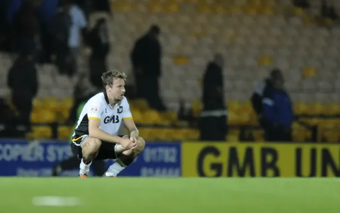 Framed Print : Dejected Chris Lines of Port Vale After 0-3 Loss to Bristol City