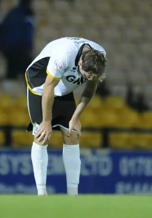 Framed Print : Dejected Chris Lines: Port Vale's Defeat Against Bristol City Framed Print : Dejected Chris Lines: Port Vale's Defeat Against Bristol City