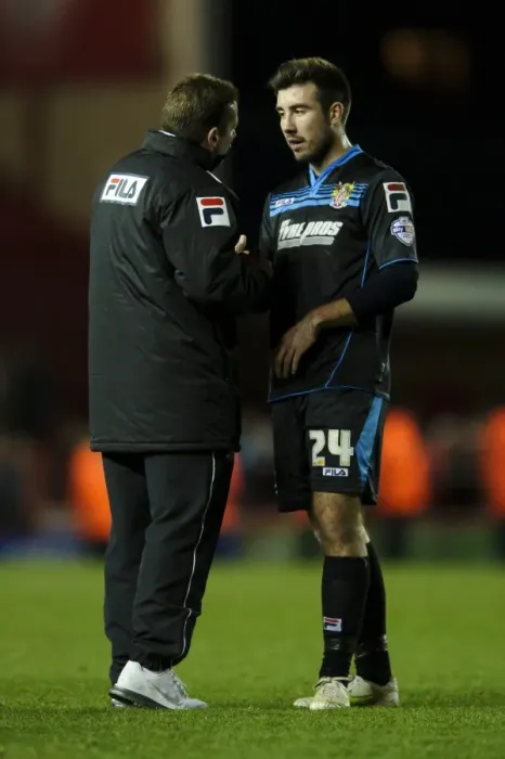 Framed Print : Dejected Michael Doughty and Graham Westley: Stevenage's Disappointed Reaction to Bristol City's 4-1 Victory Framed Print : Dejected Michael Doughty and Graham Westley: Stevenage's Disappointed Reaction to Bristol City's 4-1 Victory