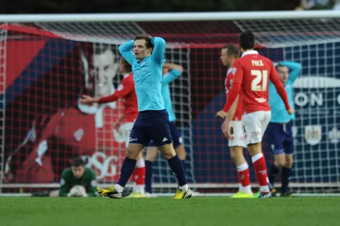 Framed Print : Dejected Sean Cooke of AFC Telford United After Loss to Bristol City in FA Cup