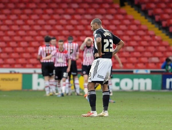 Dejected Tyrone Barnett as Sheffield United Take 2-0 Lead over Bristol City