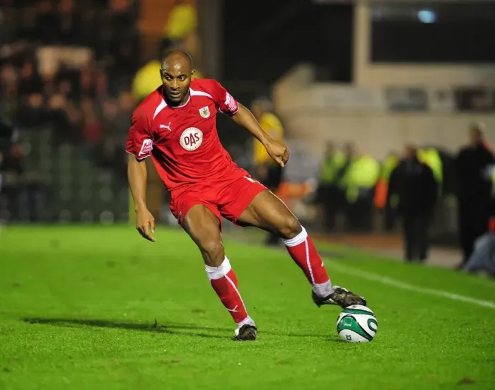 Framed Print : Dele Adebola in Action: Plymouth Argyle vs. Bristol City