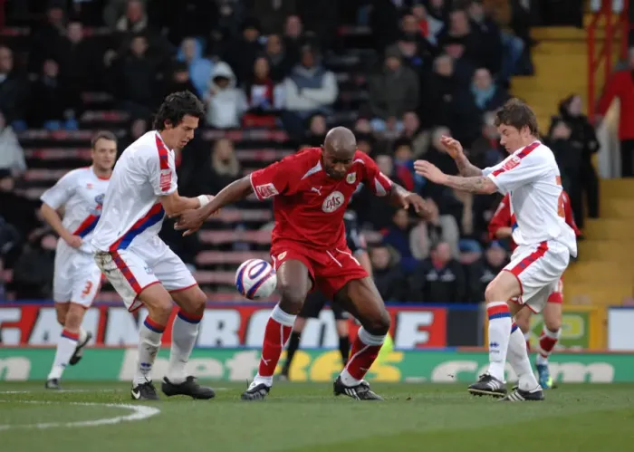 Framed Print : Dele Adebola fights off attention from john oster and Jose Fonte Framed Print : Dele Adebola fights off attention from john oster and Jose Fonte
