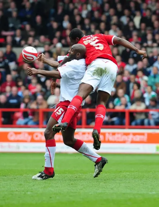 Framed Print : Dele Adebola gets fouled by Wes Morgan Framed Print : Dele Adebola gets fouled by Wes Morgan