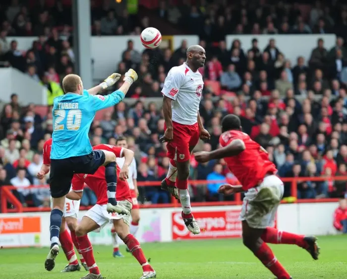 Framed Print : Dele Adebola Scores the Game-Winning Goal for Bristol City Against Nottingham Forest Framed Print : Dele Adebola Scores the Game-Winning Goal for Bristol City Against Nottingham Forest