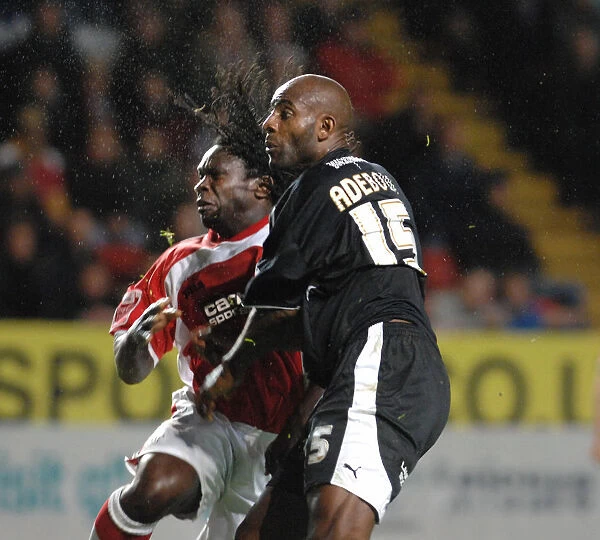 Dele Adebola tussles for the ball with Charltons Linvoy Primus