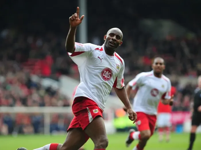 Framed Print : Dele Adebola's Euphoric Moment: Nottingham Forest vs. Bristol City Framed Print : Dele Adebola's Euphoric Moment: Nottingham Forest vs. Bristol City