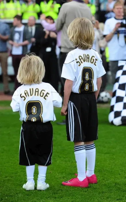 Framed Print : Derby County: Robbie Savage and His Children Lead Out the Team vs. Bristol City (30th April 2011, Championship) Framed Print : Derby County: Robbie Savage and His Children Lead Out the Team vs. Bristol City (30th April 2011, Championship)