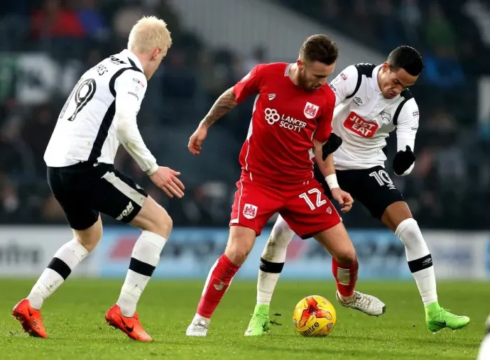 Framed Print : Derby County vs. Bristol City: Matty Taylor Faces Off Against Hughes and Ince Framed Print : Derby County vs. Bristol City: Matty Taylor Faces Off Against Hughes and Ince