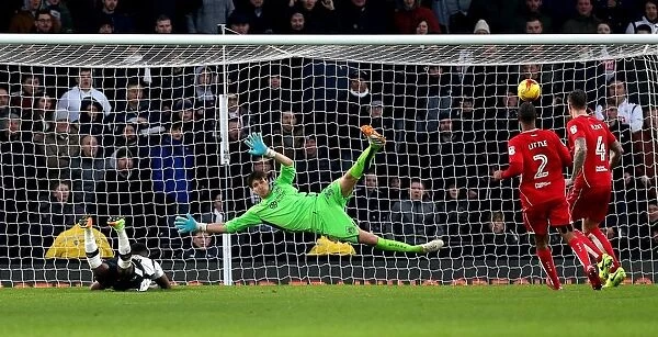 Derby County's Darren Bent Scores Third Goal Past Bristol City's Fabian Giefer - 11 / 02 / 2017