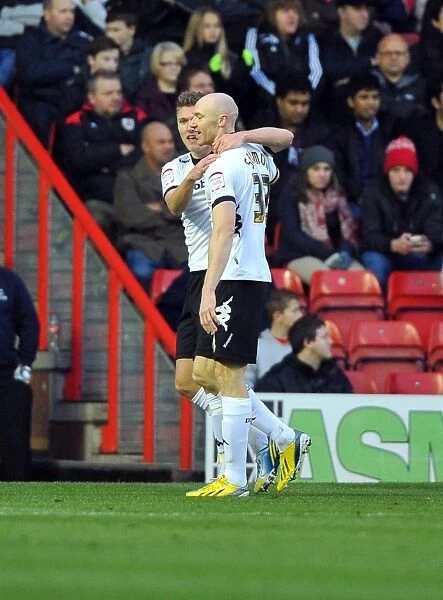 Derby County's Jeff Hendrick and Conor Sammon Celebrate Goal Against Bristol City, Championship Football Match, 15th December 2012