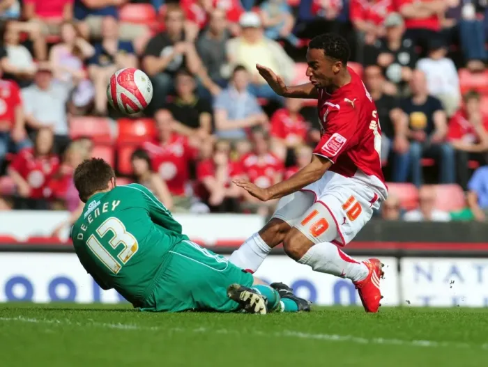 Framed Print : Derby's Deeney Denies Maynard: Thwarted Goal in Bristol City vs. Derby County Championship Match, 2010 Framed Print : Derby's Deeney Denies Maynard: Thwarted Goal in Bristol City vs. Derby County Championship Match, 2010