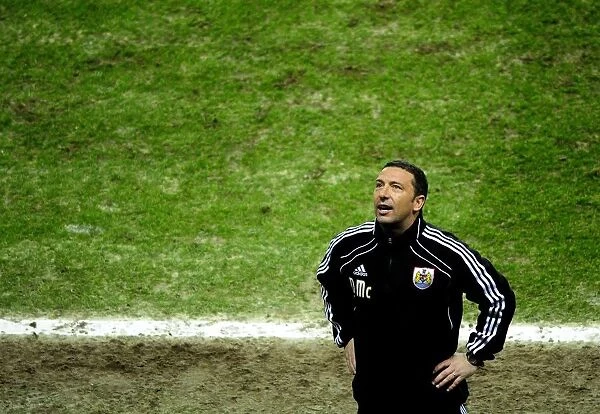 Derek McInnes of Bristol City Looks Up in Frustration During Match Against Cardiff City, 10-03-2012