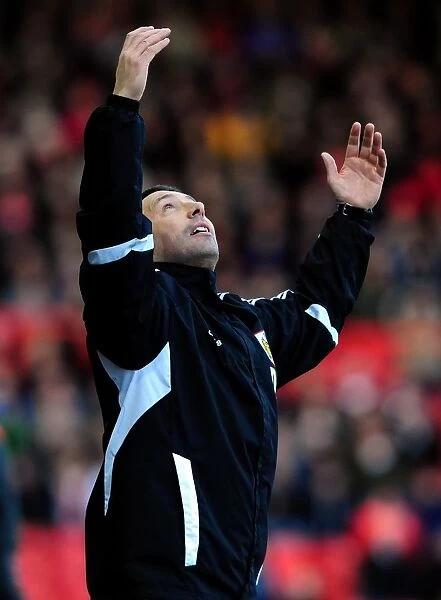 Derek McInnes, Bristol City Manager, Ponders at Ashton Gate During Championship Match vs. Nottingham Forest (17-12-2011)