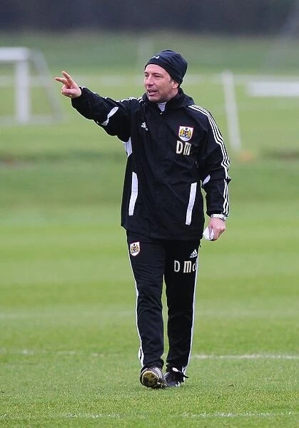 Derek McInnes: Bristol City Manager in Pre-Match Training at Memorial Stadium, January 2012