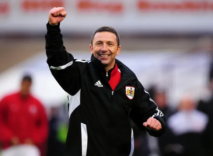Framed Print : Derek McInnes Celebrates First Win as Bristol City Manager: Barnsley vs. Bristol City (October 2011)
