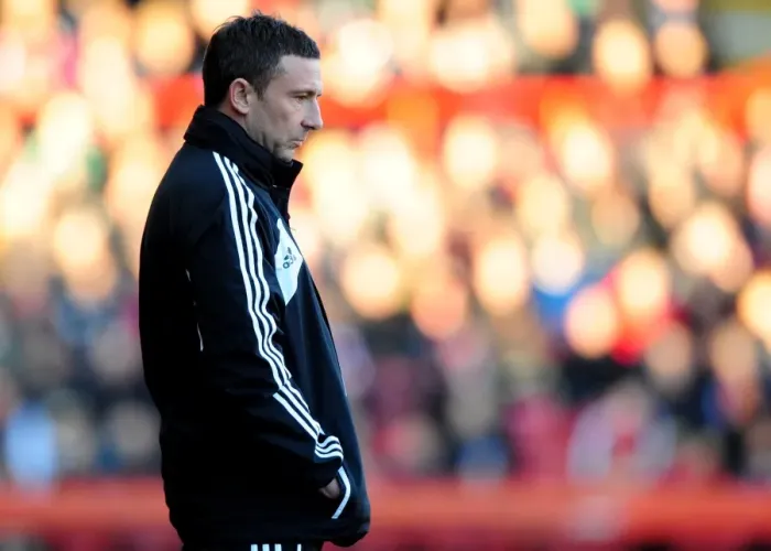 Framed Print : Derek McInnes: A Dejected Manager After Bristol City's Loss to Charlton Athletic Framed Print : Derek McInnes: A Dejected Manager After Bristol City's Loss to Charlton Athletic