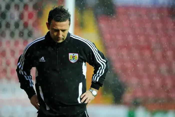 Framed Print : Derek McInnes: Disappointment at the Called-Off Championship Match between Bristol City and Watford (December 2012)