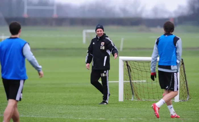 Framed Print : Derek McInnes: Gearing Up at Memorial Stadium - Bristol City Football Club Training Session, January 2012 Framed Print : Derek McInnes: Gearing Up at Memorial Stadium - Bristol City Football Club Training Session, January 2012