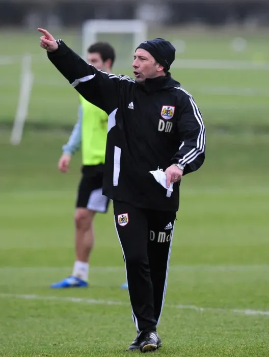 Framed Print : Derek McInnes: Intense Focus at Memorial Stadium during Bristol City FC Training