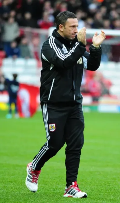 Framed Print : Derek McInnes Leads Bristol City at Ashton Gate against Peterborough, December 2012 Framed Print : Derek McInnes Leads Bristol City at Ashton Gate against Peterborough, December 2012