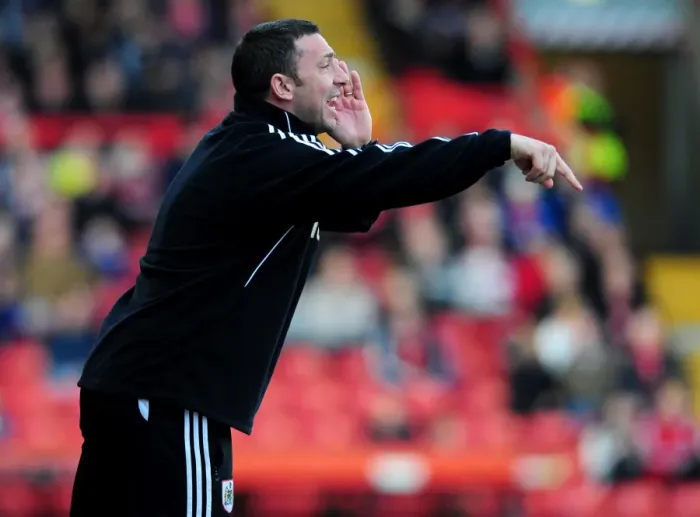 Framed Print : Derek McInnes Leads Bristol City Against Cardiff City at Ashton Gate Stadium, March 10, 2012 - Football Match