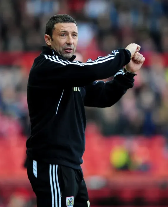 Framed Print : Derek McInnes Leads Bristol City Against Cardiff City at Ashton Gate Stadium, March 10, 2012