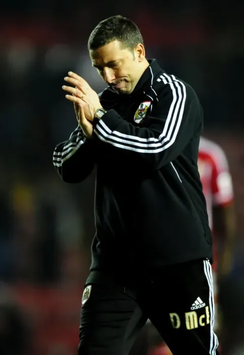 Framed Print : Derek McInnes Leads Bristol City Against Cardiff City at Ashton Gate Stadium, March 10, 2012