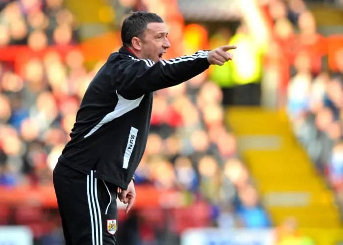Framed Print : Derek McInnes Leads Bristol City in Championship Battle against Blackpool, November 2012 Framed Print : Derek McInnes Leads Bristol City in Championship Battle against Blackpool, November 2012