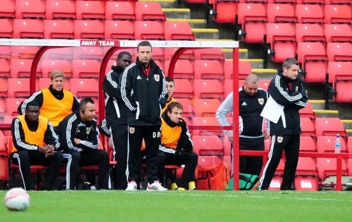 Framed Print : Derek McInnes Leads Bristol City in Championship Clash against Barnsley at Oakwell Stadium (October 2011)