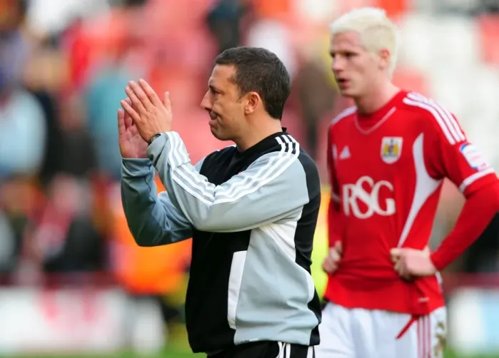 Framed Print : Derek McInnes Leads Bristol City in Championship Game vs. Birmingham City at Ashton Gate Stadium - 23 / 10 / 2011